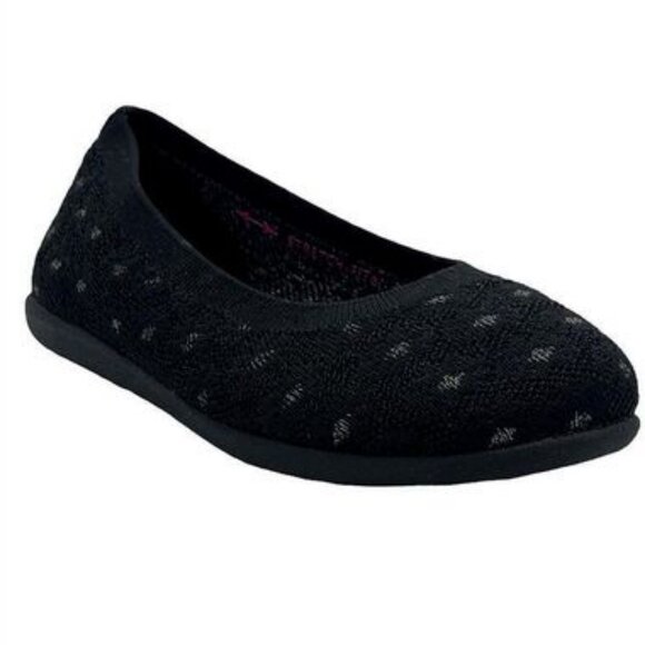 NIB Skechers Cleo Sport Metallic Flats Sparkly Blooms Black - Size 7 Wide Fit - Picture 1 of 10